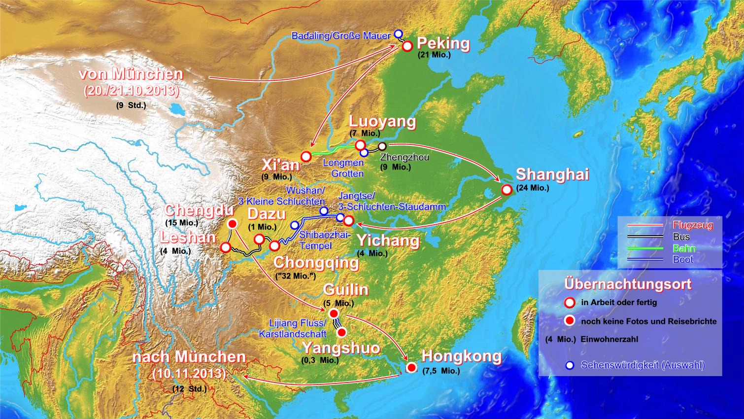 China 2013: Landkarte